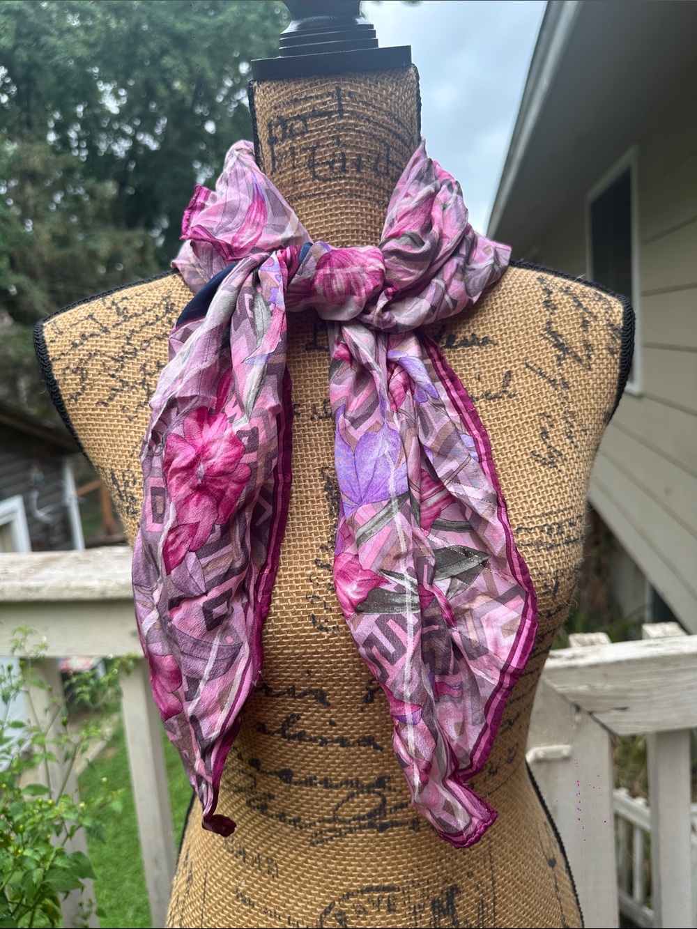 Women's Pink Floral Lightweight Scarf